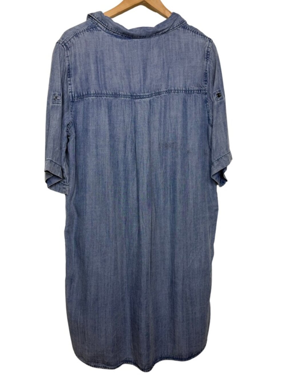 Velvet Heart Blue Tencel Chambray V-Neck Shift Dress with Pockets Size XL - Picture 5 of 10